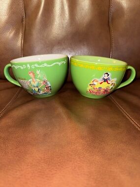 Disney Green Snow White & Peter Pan Character Mugs - Collectible Duo